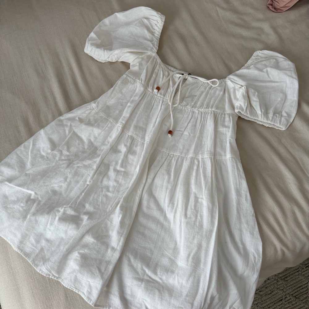 ZARA White Puff Sleeve Dress